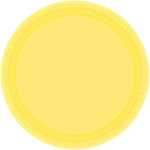 Amscan Disposable Round Dinner Paper Plates Tablewear Party Supplies, 10.5”, Yellow