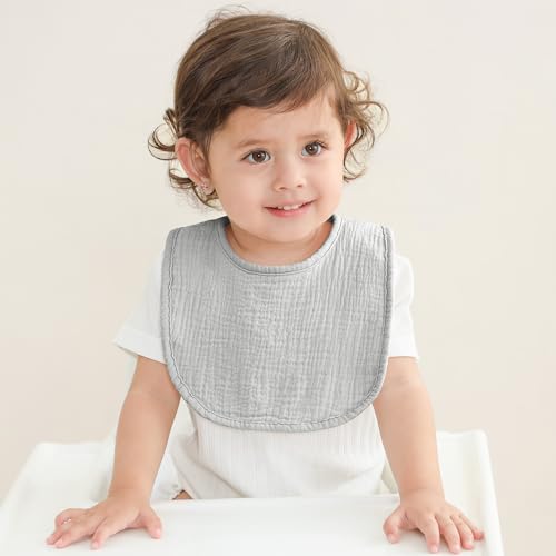 Image of Susurration Muslin Baby Drool Bibs 6Pack Soft Square Adjustable Baby Bandana Bibs for Unisex Girls & Boys