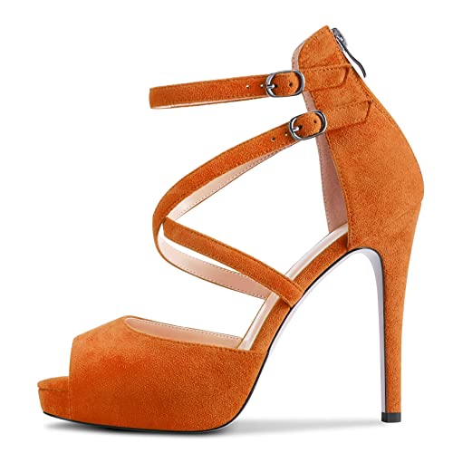 Castamere Women Stiletto High Heel Peep Open Toe Sandals Cross-Strap Two-Piece Buckle Wedding Office Party Sexy Shoes