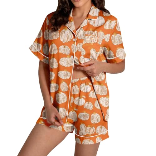 Forandiu Womens Halloween Pajama Set Funny Witch Skeleton Ghost Print Long Sleeve Sleepwear Loungewear Soft Cotton 2 Piece Pjs Plus Size Stretchy Waist Breathable Skin Friendly Weekendwear Gifts - image 1