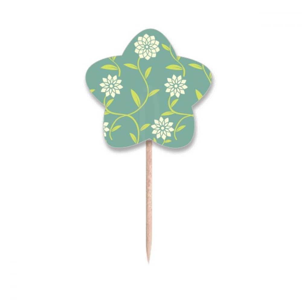 Cure-dents à motif de fleurs vertes et blanches en bois pour table