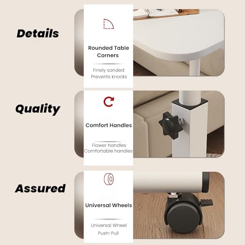 Bureau de lit ajustable et table de lit réglable à roulettes pour ordinateur