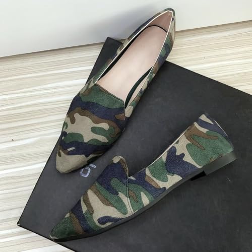 Hee grand Womens Fashion Camouflage Pointed Toe Ballet Flats Suede Lightweight Slip-On Loafers Comfort Walking Flats Dressy Shoes3