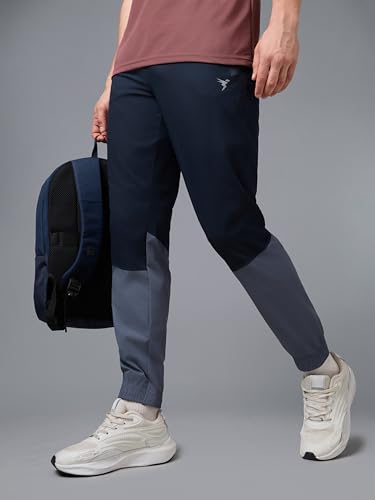 Image of TECHNOSPORT Mens Woven Regular Fit Activewear Joggers for Running, Gym, Sports and Regular Use Stretchable, Colorblock and Antimicrobial