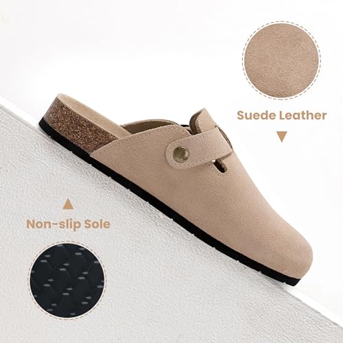 Image of Xiakolaka Women's Suede Clogs Adjustable Buckle Slip on Footbed Home Clog Slippers for Comfort Casual Daily Wear