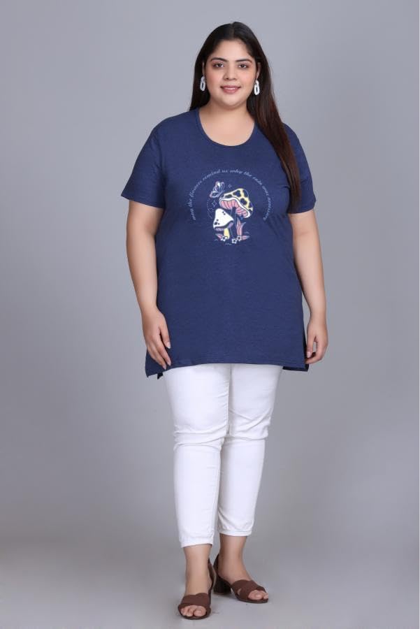 Image of In Love Women's Plus Size Longline T-Shirt with Side Pocket, 3 /4 Sleeve, Crew Neck