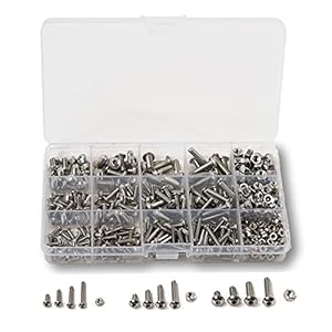 Schrauben Set M3 M4 M5 Edelstahl-Sechskopf-Knopf Schrauben Muttern und Unterlegscheiben Sortiment Kit mit Aufbewahrungsbox,500 Stück