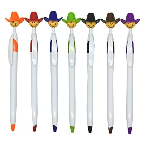 Lopenle 14PCS Fun Cowboy Pens Cowboy Hat Pen Novelty Retractable Ballpoint Pens For Adults School Home Office Stationery Store Cover