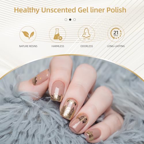 GOICC Pintauñas Gel Semipermanentes Metálica Esmaltes Semipermanentes para Uñas 3D Efecto Espejo Cromado 2 Colores 8ML Plata Dorado Gel Liner Nail Polish con Pincel Fino para Francesa Dibujo Pintado - imagen 5