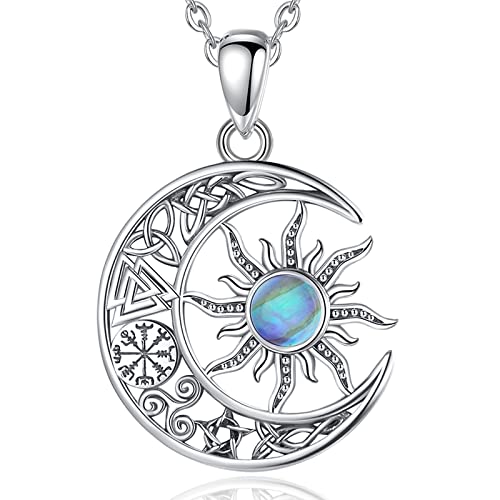 EUDORA Harmony Ball Collar Luna Sol para Mujer Plata de Ley 925, Colgante Energía Collares Vikingo Collar the Witcher, Sol Luna Joyería Original Regalo para Mujer Madre Hija Hermanas 18 Niña, 45CM Cover