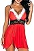 Produktbild ITVIP Sexy Dessous für Damen, mit Schlitz vorne, Netzstoff, transparent, V-Ausschnitt, Nachtwäsche XXL rot