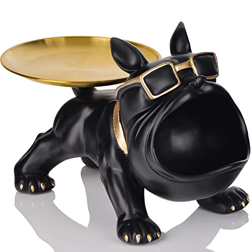 Modern Decor Resin Bulldog Tray Statue Tray Storage Key Holder Candy Jewelry Earrings Tray Suitable for Home Decor Modern Art Dining Table Decor Office Small Object Tray,Nordic Home Decoration Tary