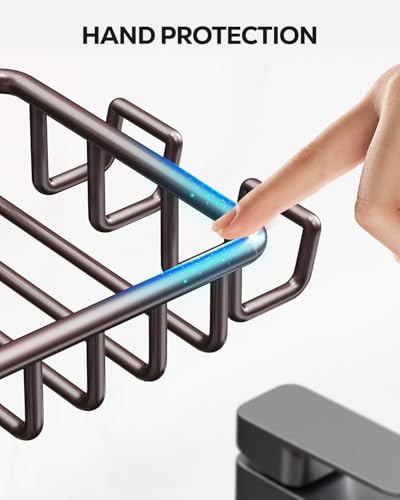 Nieifi Soap Dish Holder with 4 Hooks Stainless Steel Bronze Adhesive for Shower, Bathroom