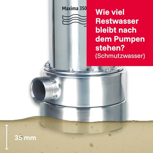 T.I.P. T.I.P. Edelstahl Schmutzwasser Tauchpumpe Duo-Ring, 20.000 l/h, 800W, Flachsaugend, 30mm Korngröße, 8m Förderhöhe, IPX DUO Effizient, Zuverlässig, MAXIMA 350 IPX DUO, 30274 - Detailansicht 8 | Poolpumpen