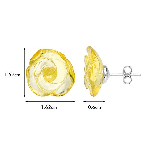 Ian and Valeri Co. Light Amber Sterling Silver Rose Earrings Stud3