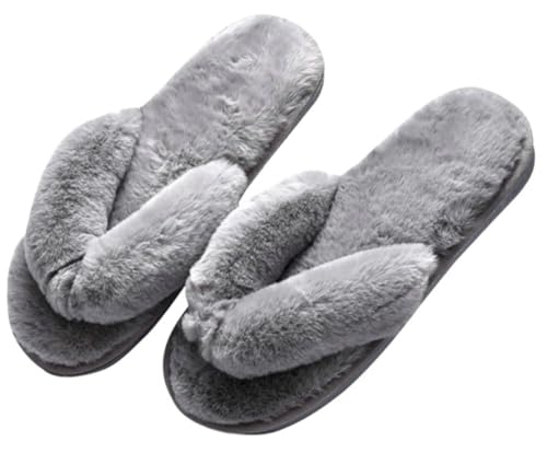 Fashion Soft Faux Fur Fuzzy Flip Flops Casual Flat Indoor Outdoor Slippers Solid Light Warm Slippers for Women 2025