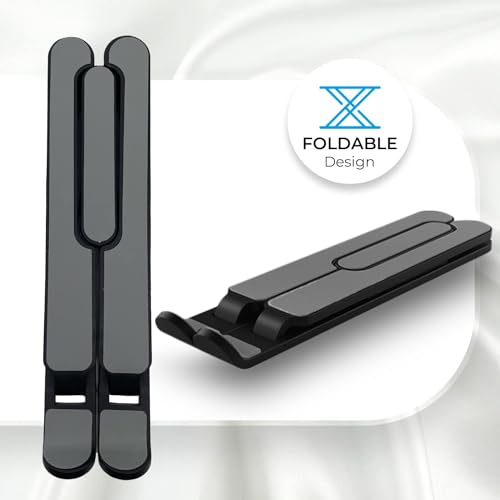 Image of Stealodeal Adjustable Laptop Stand for Desk, Foldable Portable Plastic Laptop Holder, 6-Level Height Adjustment, Anti-Slip Silicone Pads, Compatible with Laptops Up to 17 Inch (Black)