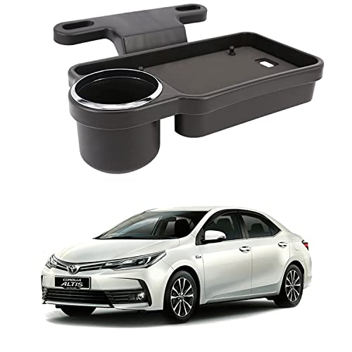 Image of Oshotto (FT-04) Foldable Car Auto Headrest Rear Back Seat Table Drink Food Cup Tray Holder Compatible with Toyota Corolla - Black