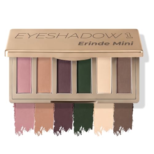 Image of 6 Colors Mauve Taupe Eggplant Purple Green Beige Matte Eyeshadow Palette | Nude Brown Mini Travel Eye Shadow Palettes Makeup for Older Women, Built in Mirror, Ultra-Blendable, Talc-free