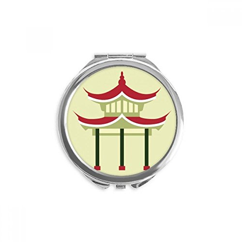 Espejo redondo portátil de mano para bolsillo y maquillaje con diseño de pabellón de China