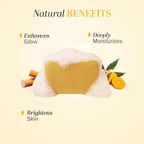 Khadi Natural Chandan Haldi Soap | Herbal Bathing Bar Enriched with Essential Oils | Anti Ageing | Suitable for All Skin Types | Pack of 3 (125g x 3) 375g