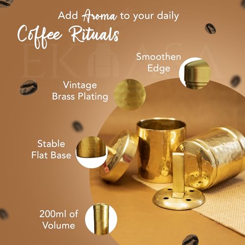 Ekhasa 100% Pure Brass Filter Coffee Maker for Home & Office | South Indian Filter Coffee Maker | Drip Coffee Maker | Coffee Decoction Maker Filter Coffee Machine Brewer | Ideal for 2-3 people