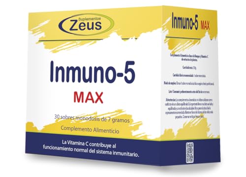 INMUNO-5 MAX |Contribuye al funcionamiento normal del sistema inmunitario | Complemento Alimenticio a base de Hongos y Plantas que aportan Vitamina C | 100% Vegano | 30 Sobres monodosis