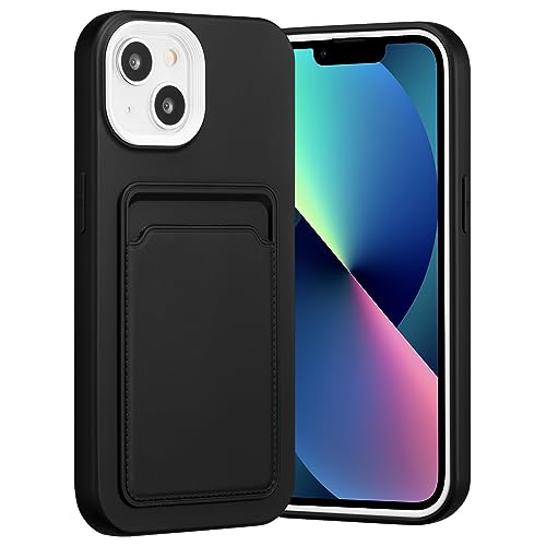 ZCDAYE Custodia per iPhone 14, custodia in silicone morbido con porta carte, cover protettiva sottile setosa al tatto per iPhone 14 (6,1 pollici), nera
