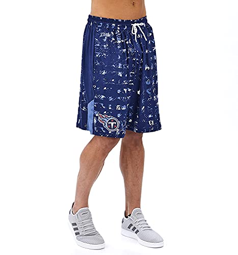 Zubaz NFL Men's Printed Grid Short, Tennessee Titans, Large