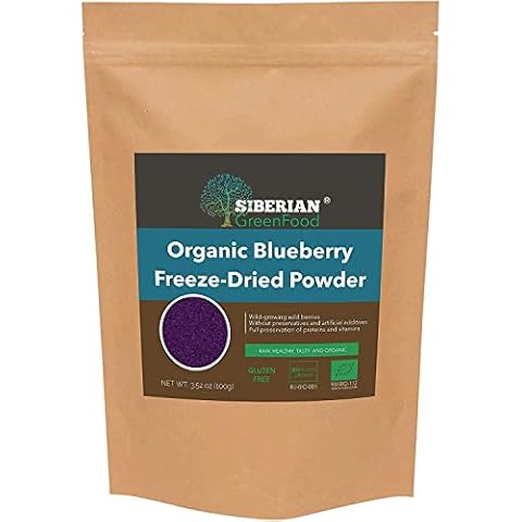 Blueberry Freeze-Dried Powder, Sugar Free, Premium Quality 100gr/3.52oz by Siberian Green Food, European Organic Certificate. Cover
