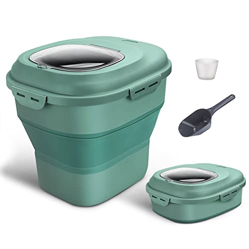 W.bedraw Collapsible Dog Food Storage Container 25 Lbs Capacity, Air Tight Storage Bin For Pet Food, Moisture-Proof | Rear-Wheel | Magnetic Lid Lock | #TOP2
