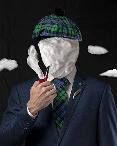 Image of Scottish Tam O' Shanter Hat Tartan Bonnet Pom Pom Wool Flat Cap One Size