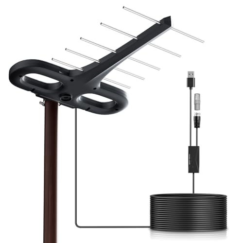 Outdoor TV Antenna 360° Omni-Directional Extended Range Reception Enhance VHF&UH 4K Ready HDTV Antenna with Added Stability for Outdoor 32ft RG6 Coax Cable