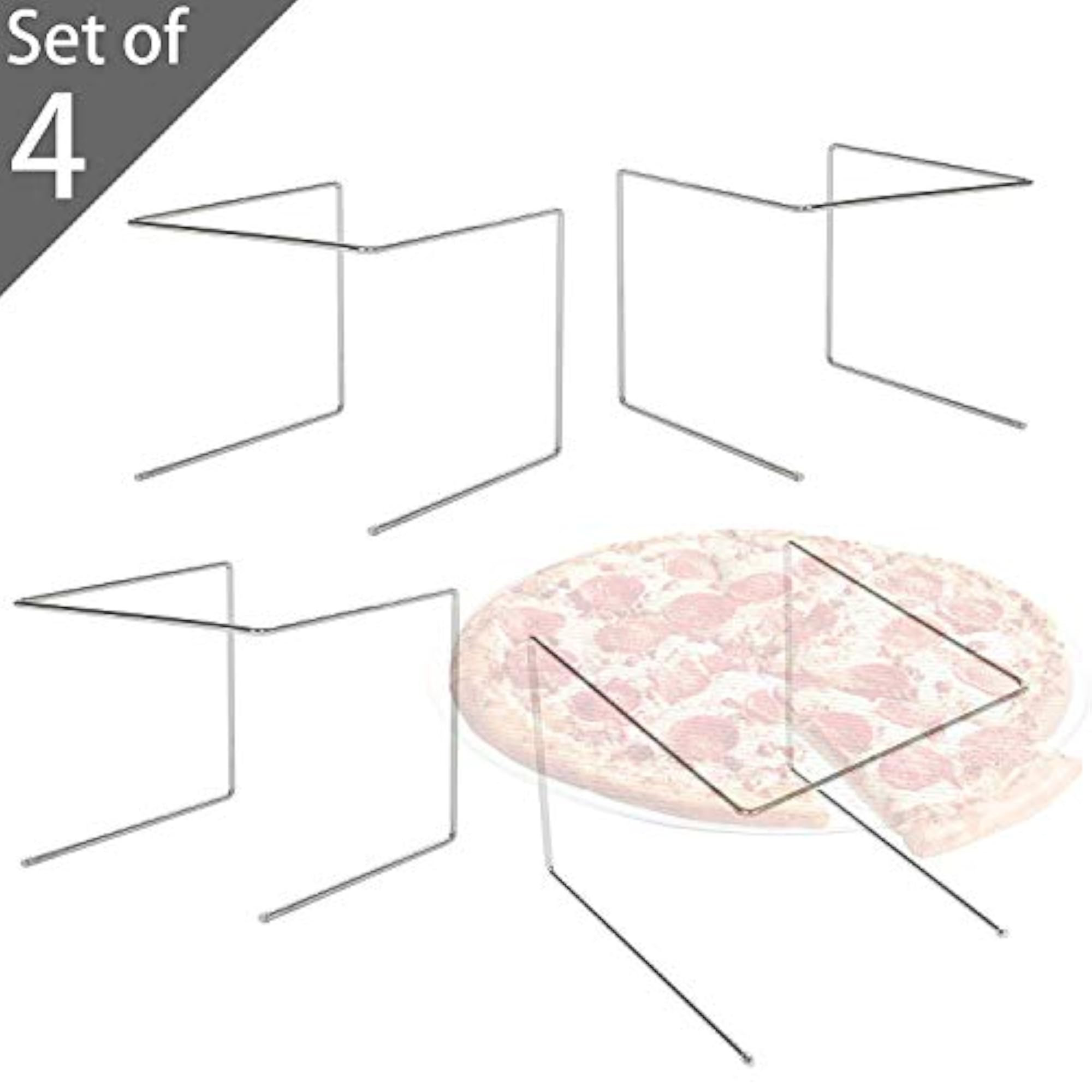 Silver Metal Pizza Tray Display Stand, Set of 4