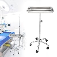 Mayo Instrument Stand, Mobile Rolltisch für Zahnmedizin, Veterinärmedizin, Haustierkliniken Zubehör - Verstellbare Höhe 35 -51 Doppelposten Dienstwagen mit Lift-Out-Tray (C)