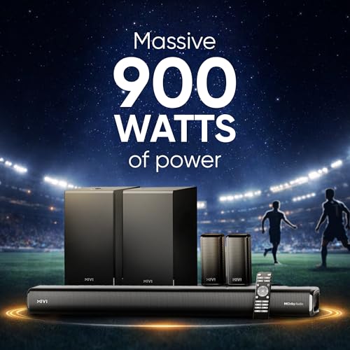 Image of Mivi Nex 900 Dolby Audio Soundbar (New Launch)| 900W Signature Sound | 5.2 Channel Home Theatre System with Dual Subwoofers and Satellites | Nex Surround Sphere Tech | Bluetooth v5.3