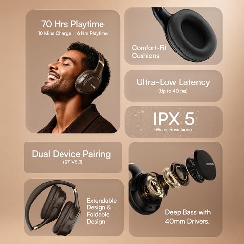 Noise Airwave Max 3 Brown Bluetooth Headphones Dark Brown - Image 3
