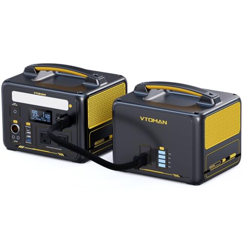 Image of VTOMAN Jump600X 600W Portable Power Station with 640Wh Extra Battery, 939Wh Solar Generator LiFePO4 Battery, Peak 1200W AC Outlet, PD 60W USB-C, 3x12V /10A DC for Outdoor Camping, Off-grid, Home Backup
