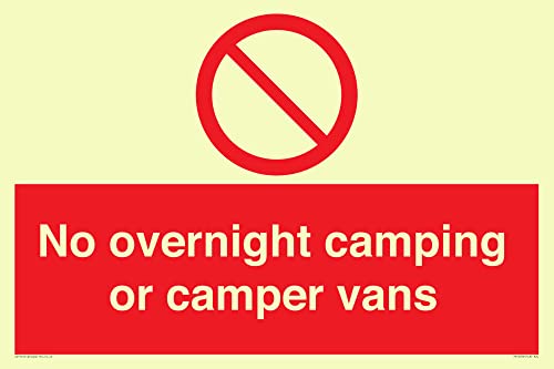 No overnight camping or camper vans Sign - 600x400mm - A2L
