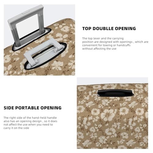 White Flower Floral Knitting On Beige Elastic Travel Luggage Covers Dustproof Scratch-Resistant Suitcase Protector Fit 22-24 Inch3