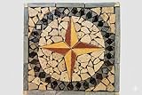 Rosone in Marmo e Travertino, Mosaico Decorativo, 80 x 80 cm, Spessore 1 cm fatto a mano p...