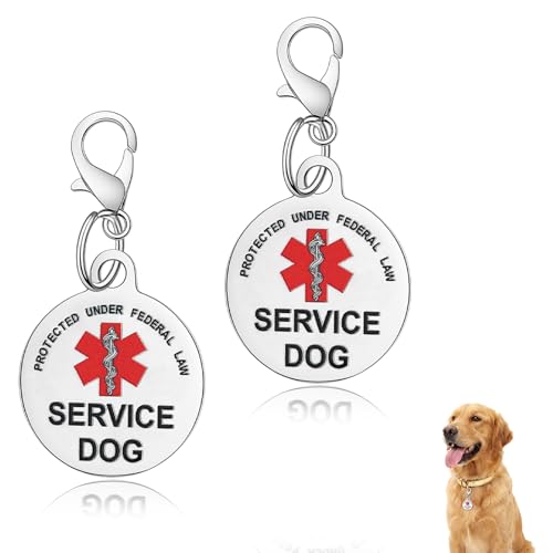 Shimmeroo 2Pcs Service Dog Tag Industrial Style Suitable for Service Dogs Emotional Support & Therapy Dogs Services Dog ID Nameplate for Easy Attach to Collar Harness Vest