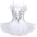 ZUYPSK Kids Girls Swan Costume Sequined Ballet Dance Leotard Tutu Dress with Fingerless Long Gloves Hair Clip Set (5-6)
