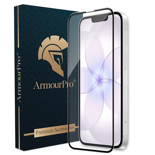 Image of ArmourPro Tempered Glass for iPhone 17e / 16e / 13 / iPhone 14-9H Screen Protector with Black Border, Anti Scratch, Edge-to-Edge Coverage, HD Clarity, Smooth Touch, Case Friendly | Black