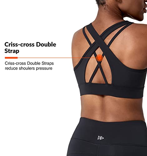 Zip Front Sports Bra For Women High Impact,Padded Strappy Cross Back Push Up Running Bra (Black) #TOP4