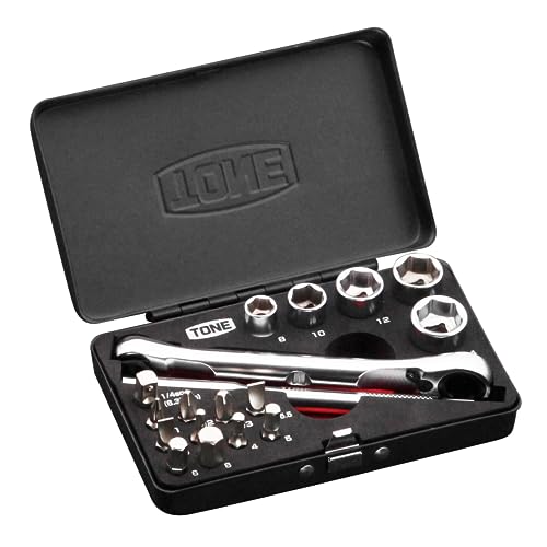 トネ(TONE) ソケットレンチビットセット MIX21620MBK 差込角:6.35mm(1/4) ビット二面幅:6.35mm ブラック 内容18点