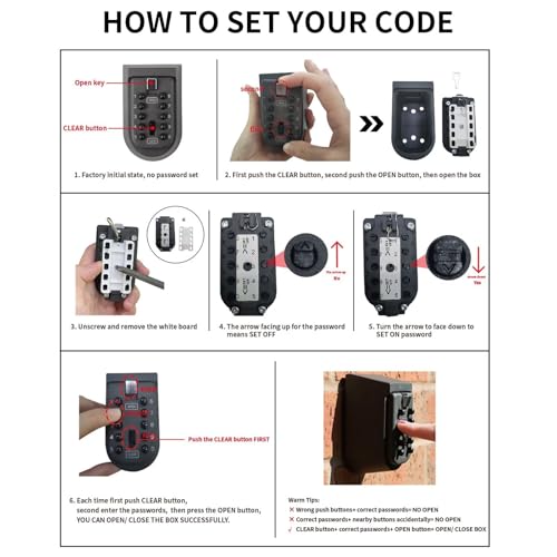 Indoor & Outdoor Key Lock Box Wall Mounted Push Button Combination