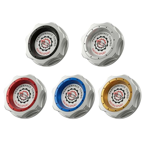 JDM Billet Aluminum Engine Oil Filler Cap M32&times;3.5mm for Honda Civic Accord Fit CR-V S2000 Acura Integra RSX TSX | 5.4cm (2.1") Diameter (Red)