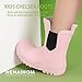 Hehainom Girls Rain Boots Toddler Kids Rain Boots Size 1 Pink Waterproof Rainboots Easy-on Light Weight Chelsea Rain Shoes