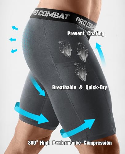 Niksa 2/4 Pack Compression Shorts Men with Pocket, Spandex Running Shorts Sport Athletic Workout Performance Underwear - Thumbnail 4